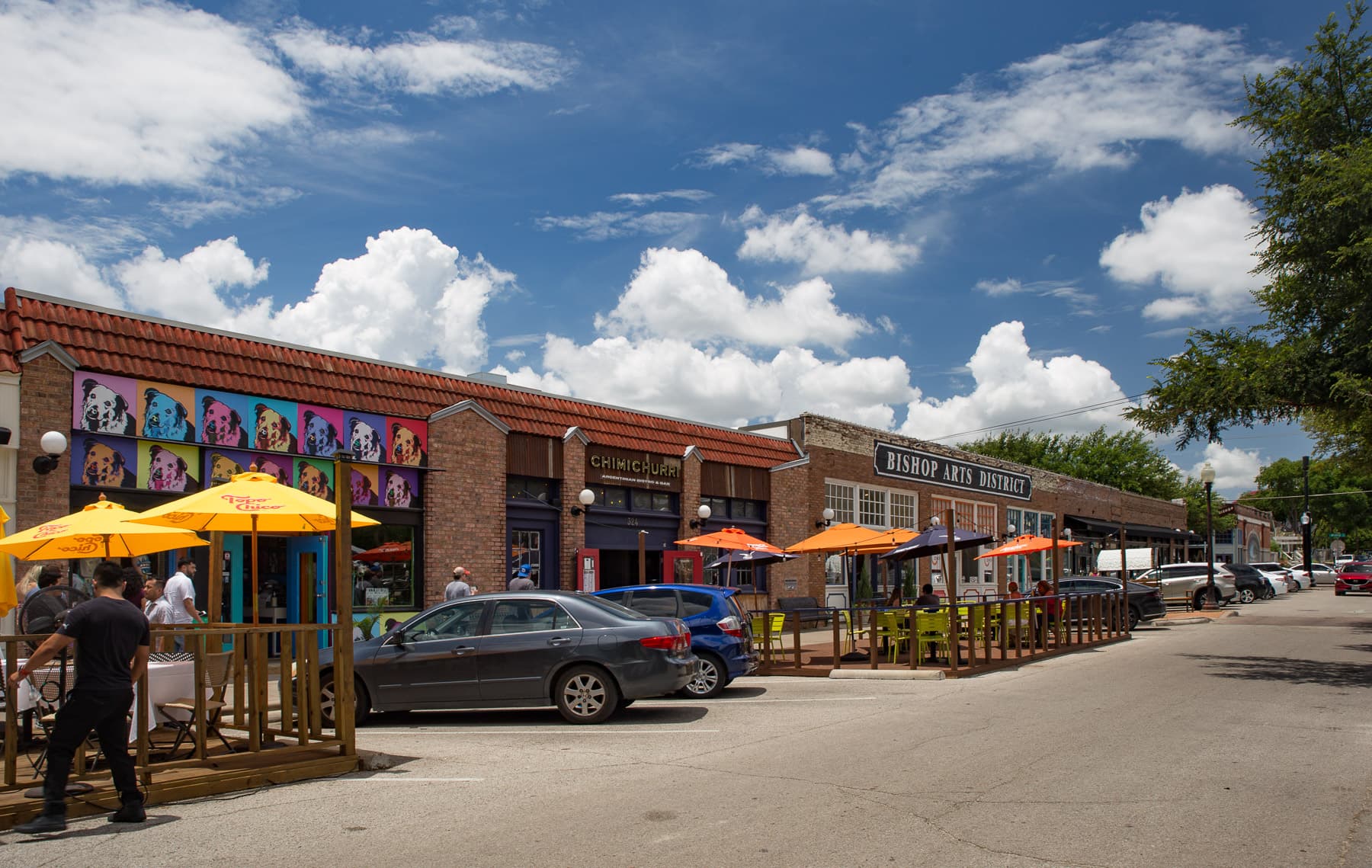 Storefronts and patios in the Bishop Arts District, Dallas